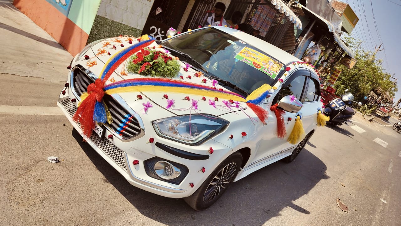 Decorated wedding car service in Vijayawada